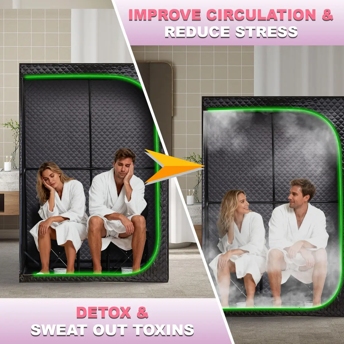 RRGFB Steam Sauna Tent for Home 2 Person-No Infrared Light Black | Portable Indoor Sauna with Powerful Steam Heating - view 5
