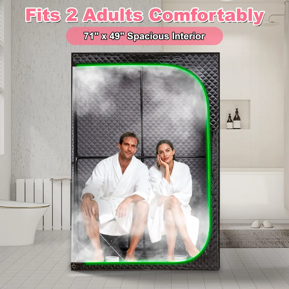 RRGFB Steam Sauna Tent for Home 2 Person-No Infrared Light Black | Portable Indoor Sauna with Powerful Steam Heating - view 2