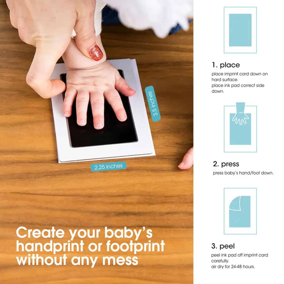 Pearhead Clean Touch Ink Pad Kit, 2-Pack, Baby Keepsake Gift | Mess-Free Newborn Prints - view 2