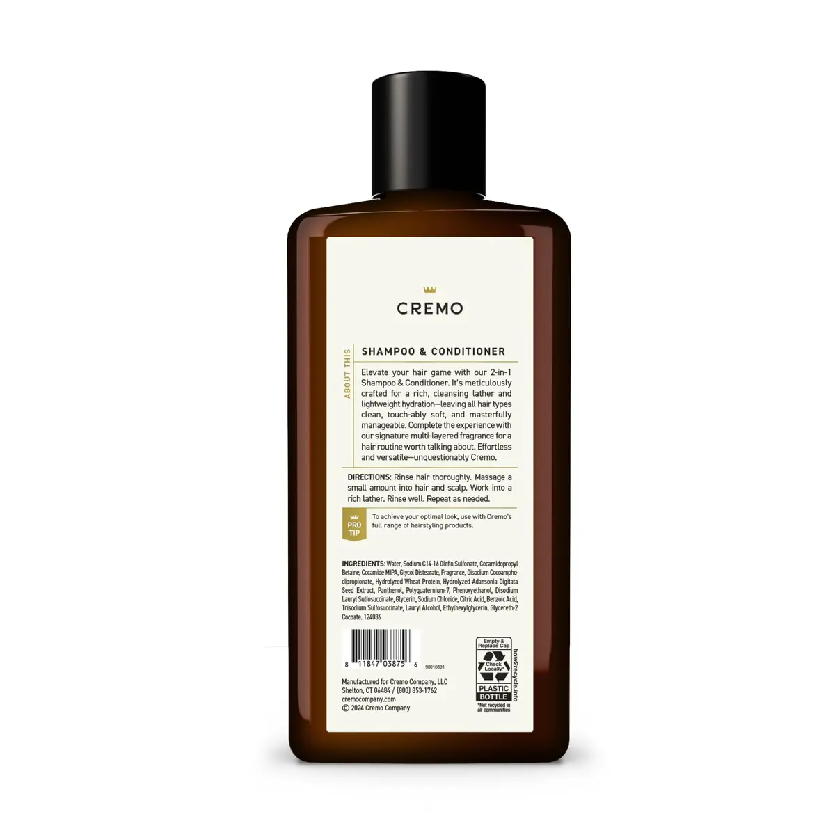 Cremo Spice & Black Vanilla 2-in-1 Shampoo & Conditioner for Men, 473ml (16 Fl Oz) | Hydrating Cleanse for All Hair Types - view 4