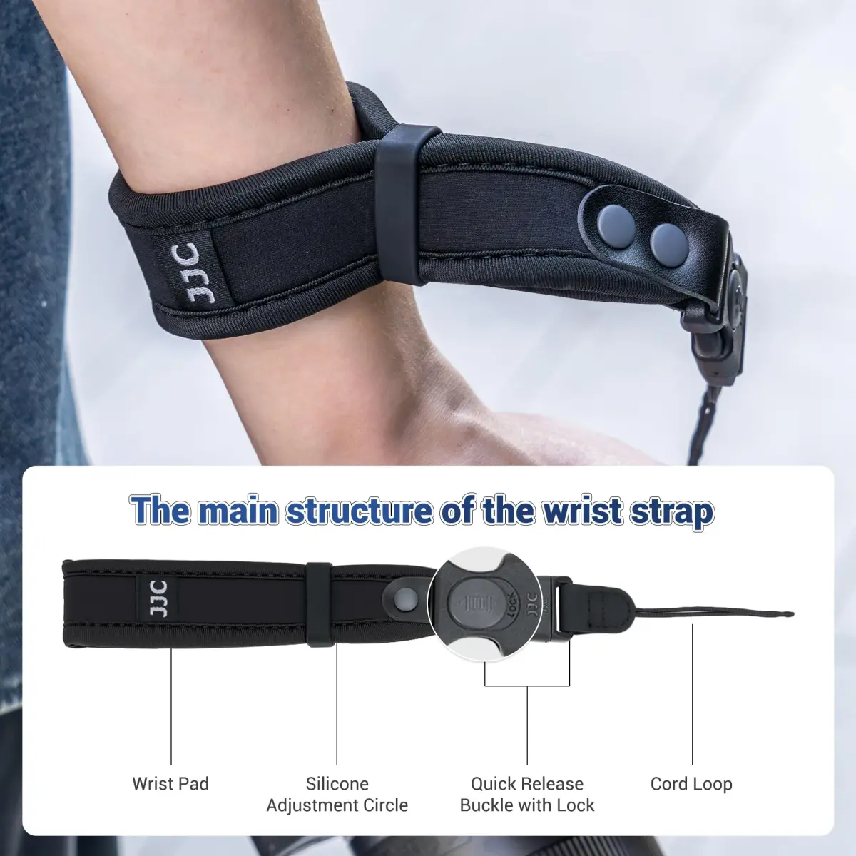 Kiorafoto Upgraded Quick Release Soft Neoprene Camera Hand Wrist Strap with Thinner Lanyard, Black | Secure Grip for Mirrorless & DSLR Cameras - view 6
