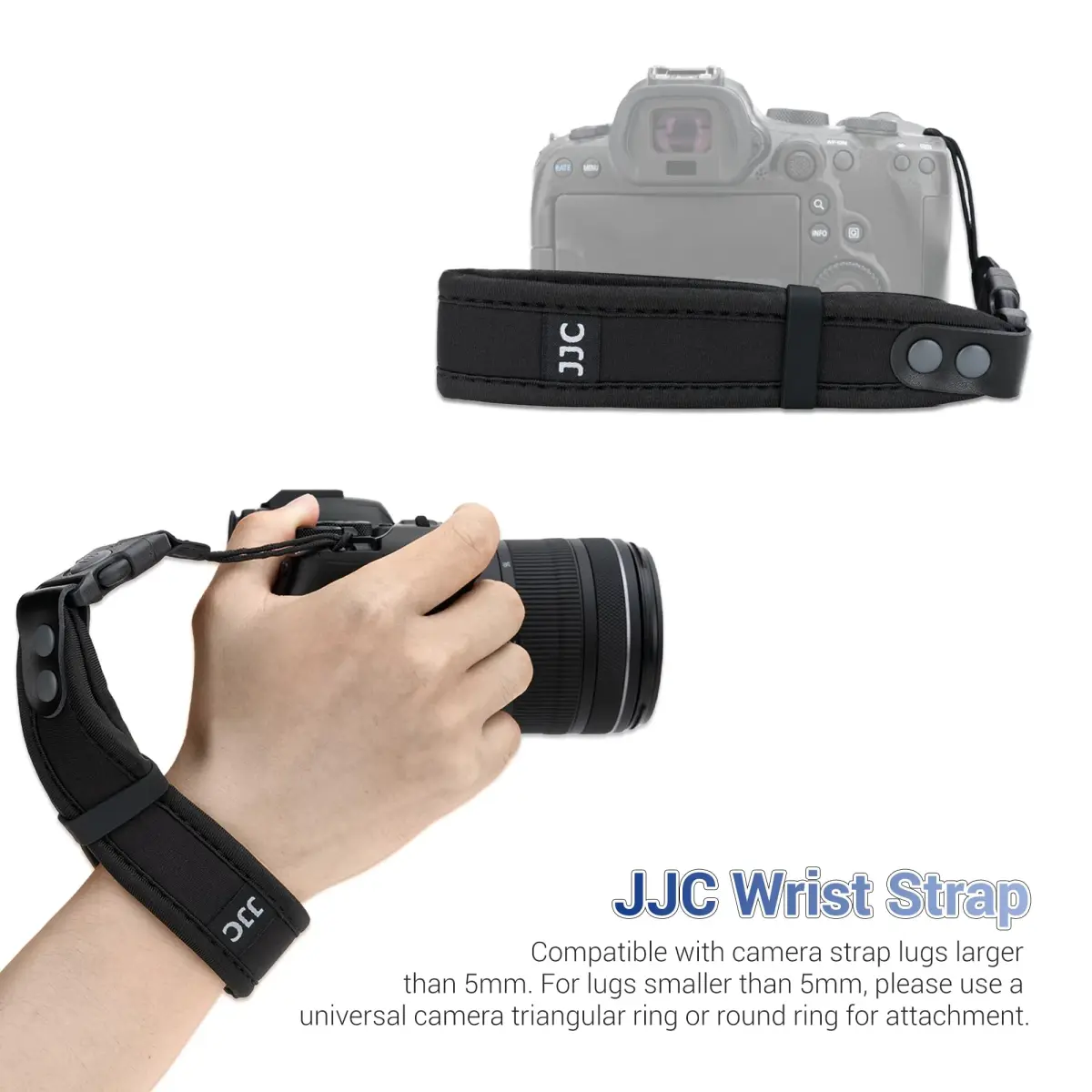 Kiorafoto Upgraded Quick Release Soft Neoprene Camera Hand Wrist Strap with Thinner Lanyard, Black | Secure Grip for Mirrorless & DSLR Cameras - view 7