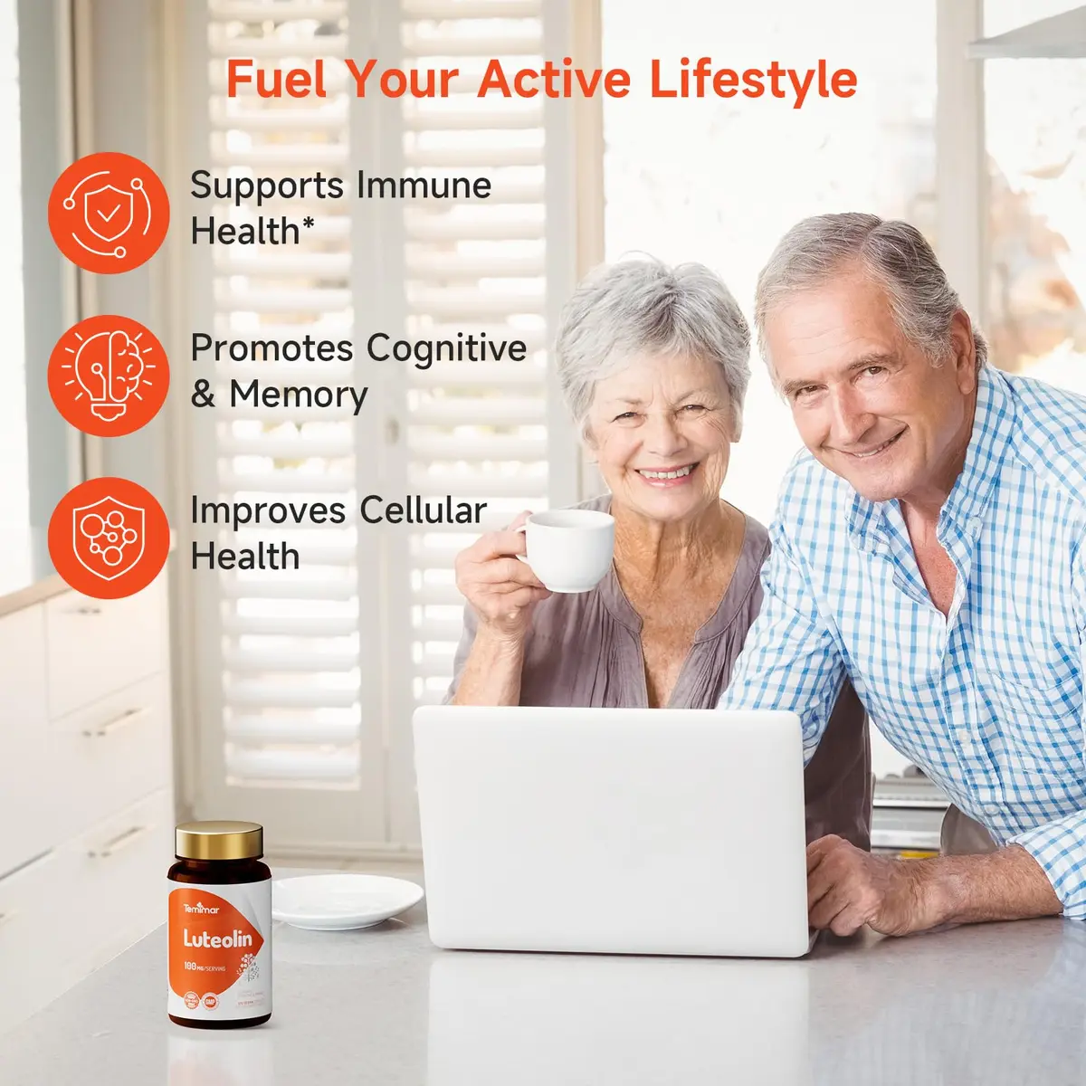 Temimar Luteolin Supplement 100mg | Flavonoids for Brain & Immunity Support, Vegan, Gluten-Free, Made in USA - view 3