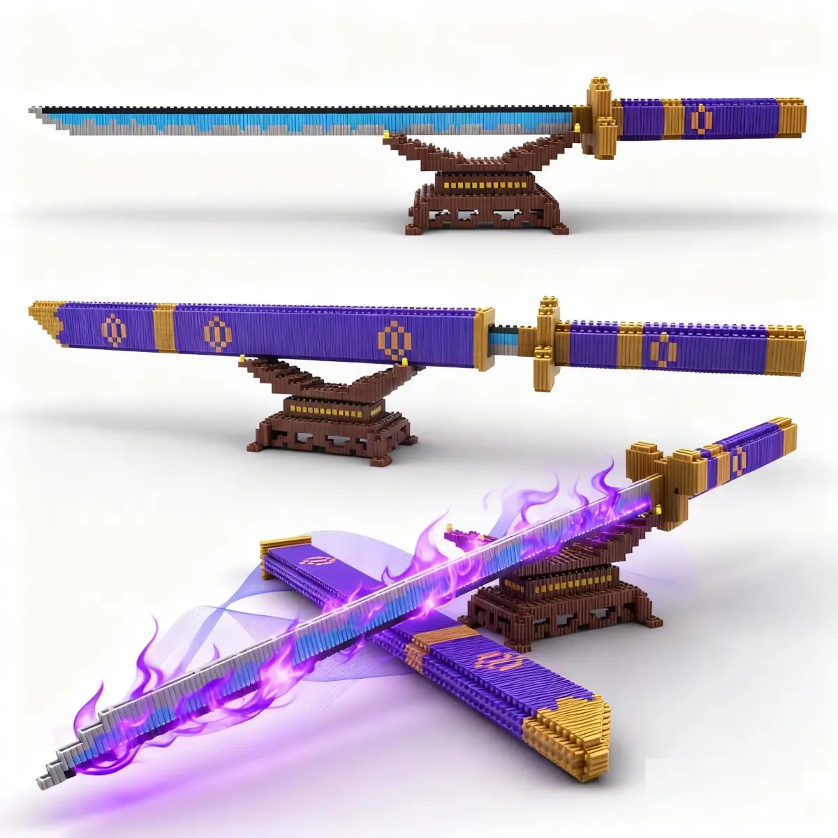 Beego Anime Swords Building Blocks Set 1444 Pieces | Zoro Yamato Katana Sword Model with Stand - main product image