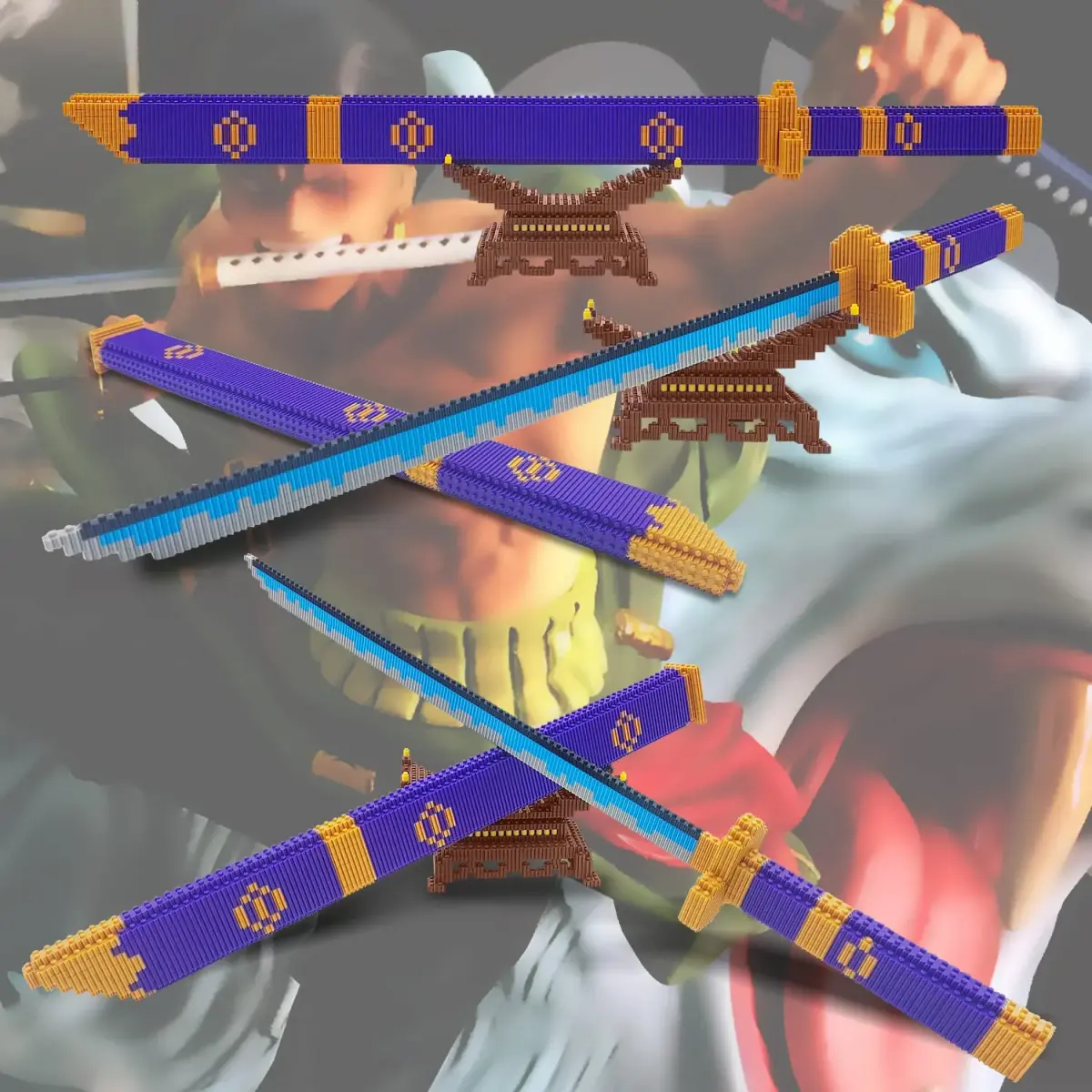 Beego Anime Swords Building Blocks Set 1444 Pieces | Zoro Yamato Katana Sword Model with Stand - view 7