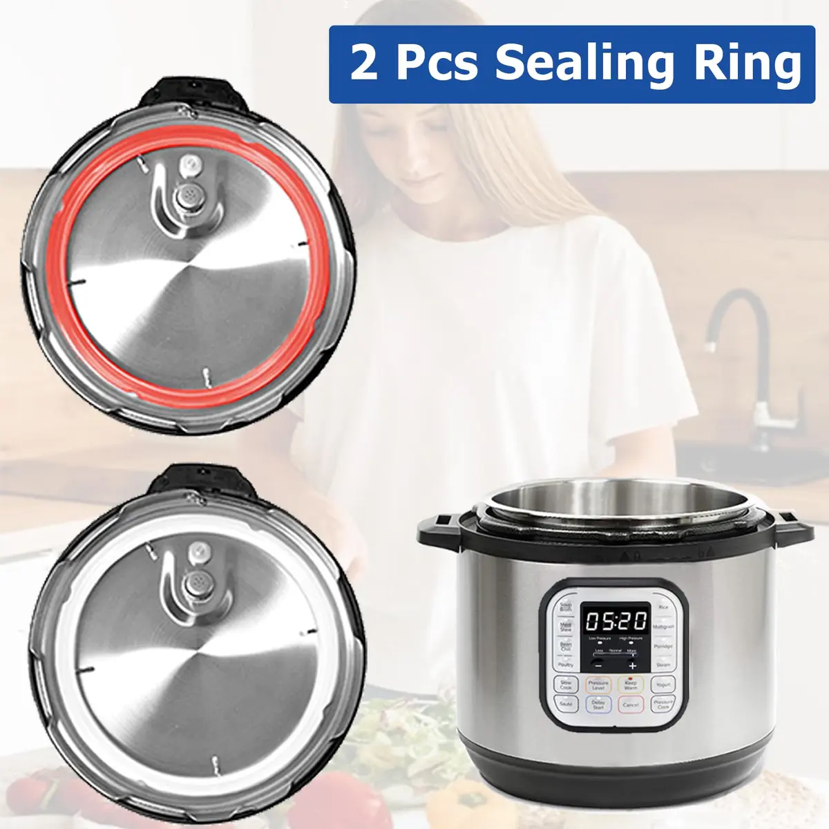 Fuator Silicone Sealing Ring for Instant Pot Mini 3Qt (2-Pack, 4-Piece Kit) | Replaces 3Qt Gaskets for Duo, Ultra, Lux Models - view 6