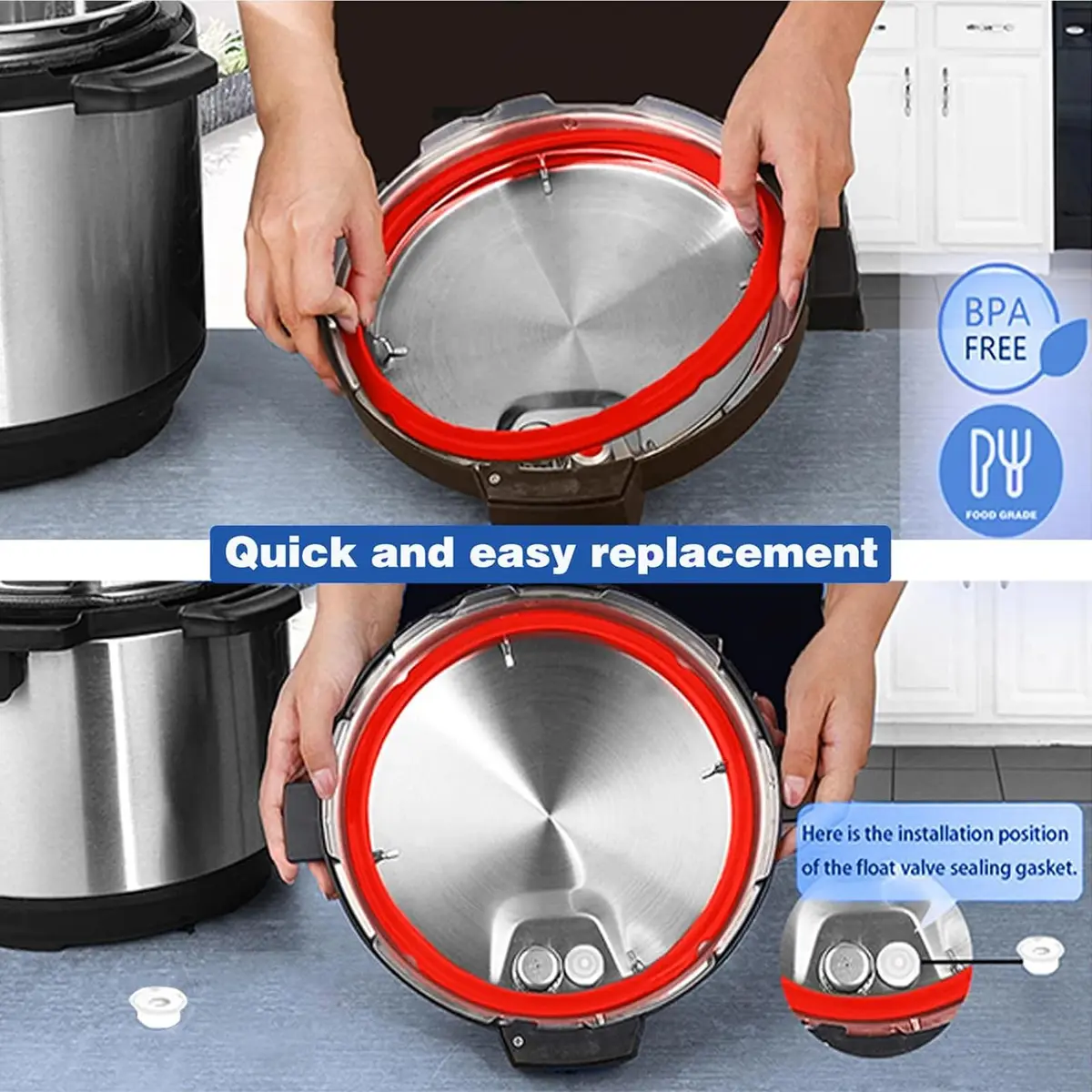 Fuator Silicone Sealing Ring for Instant Pot Mini 3Qt (2-Pack, 4-Piece Kit) | Replaces 3Qt Gaskets for Duo, Ultra, Lux Models - view 4