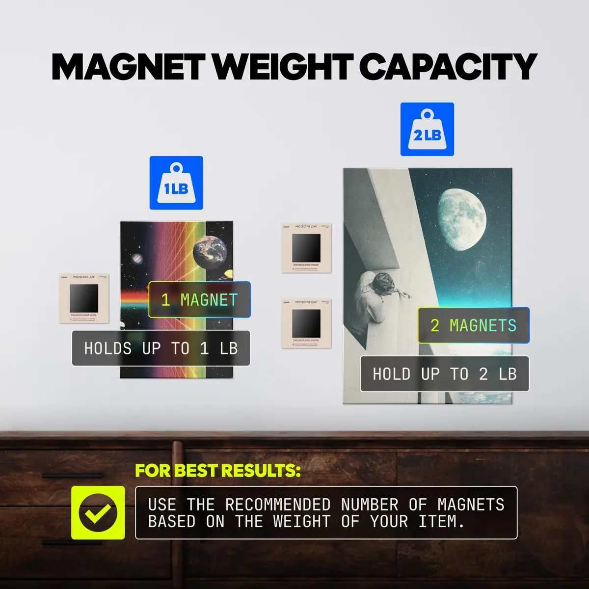 Displate Magnetic Wall Mount Kit for Hanging Pictures 9-Pack | Damage-Free, Repositionable Wall Art Mounting Solution - view 2