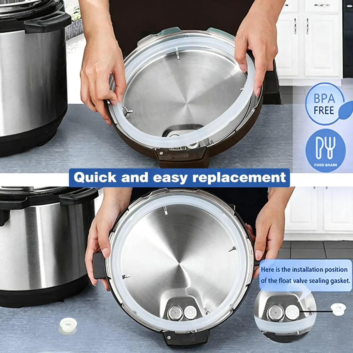 Fuator Silicone Sealing Ring for Instant Pot 6Qt (2 Pack) | Float Valve Caps Included - view 5