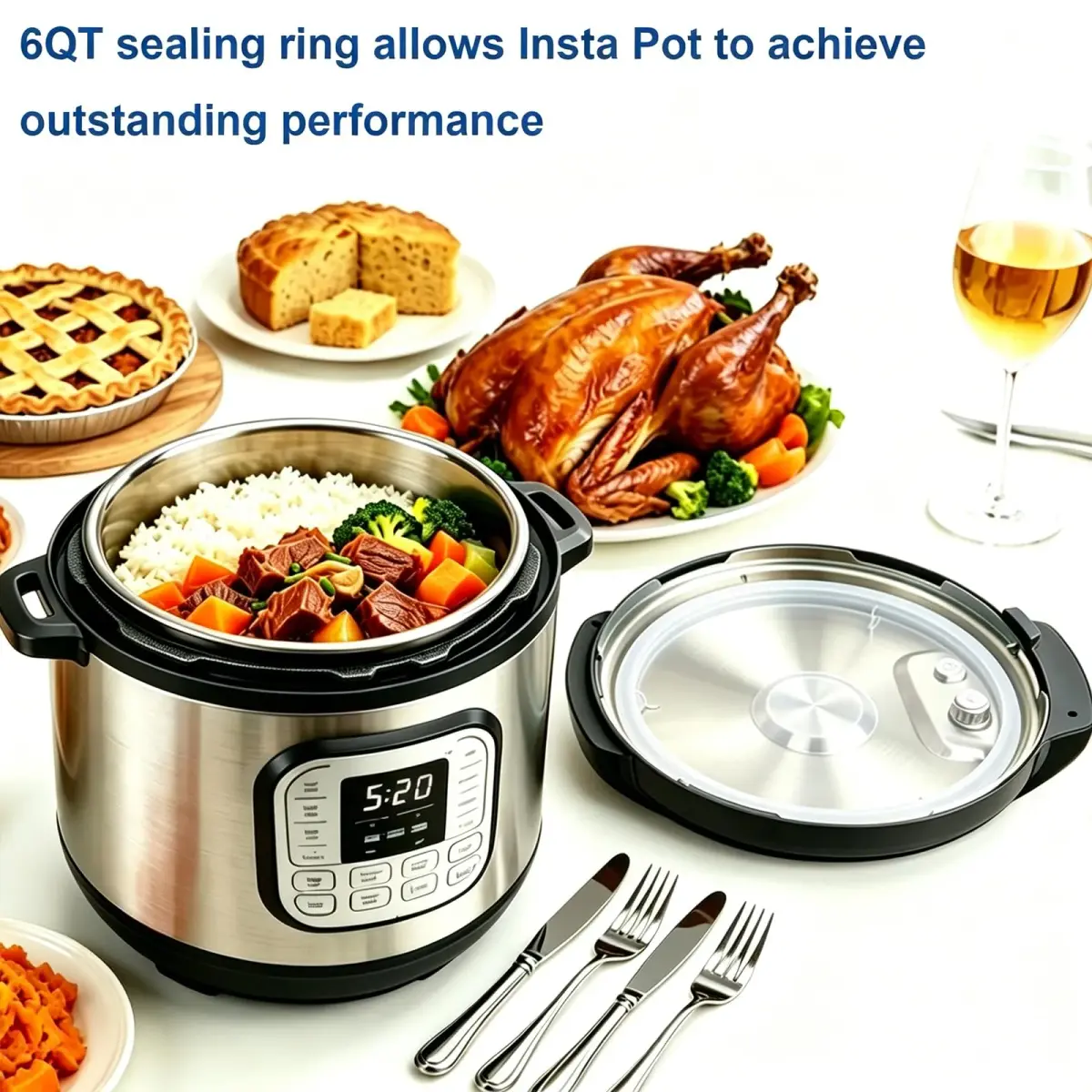 Fuator Silicone Sealing Ring for Instant Pot 6Qt (2 Pack) | Float Valve Caps Included - view 4