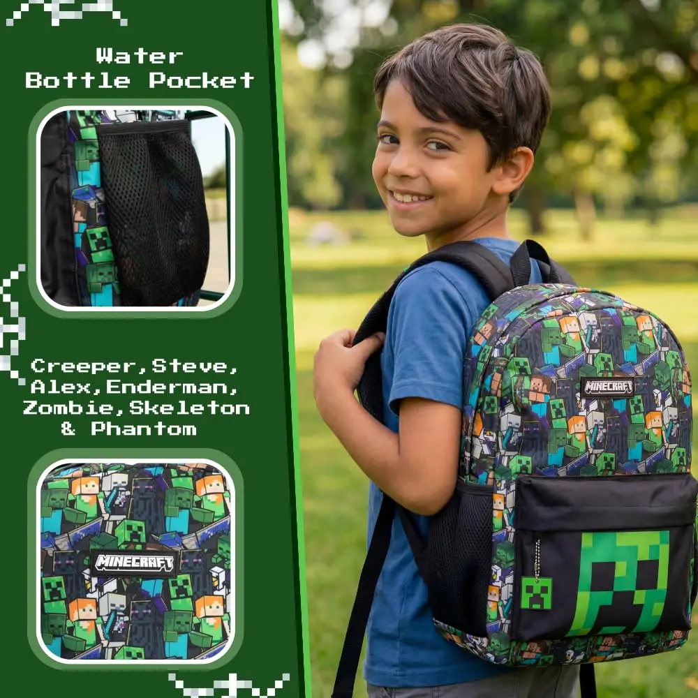 Minecraft Kids Backpack | Unisex Multicolour Graphic Bag for School & Travel - view 6