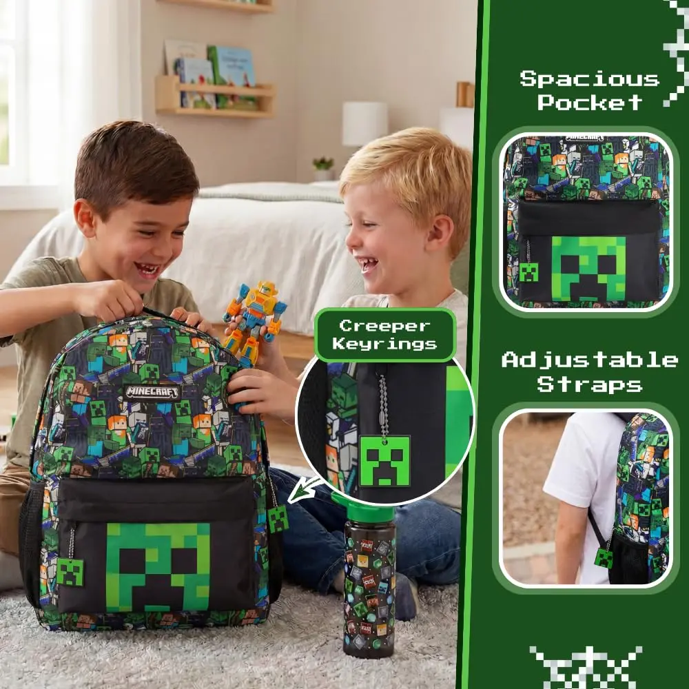 Minecraft Kids Backpack | Unisex Multicolour Graphic Bag for School & Travel - view 3