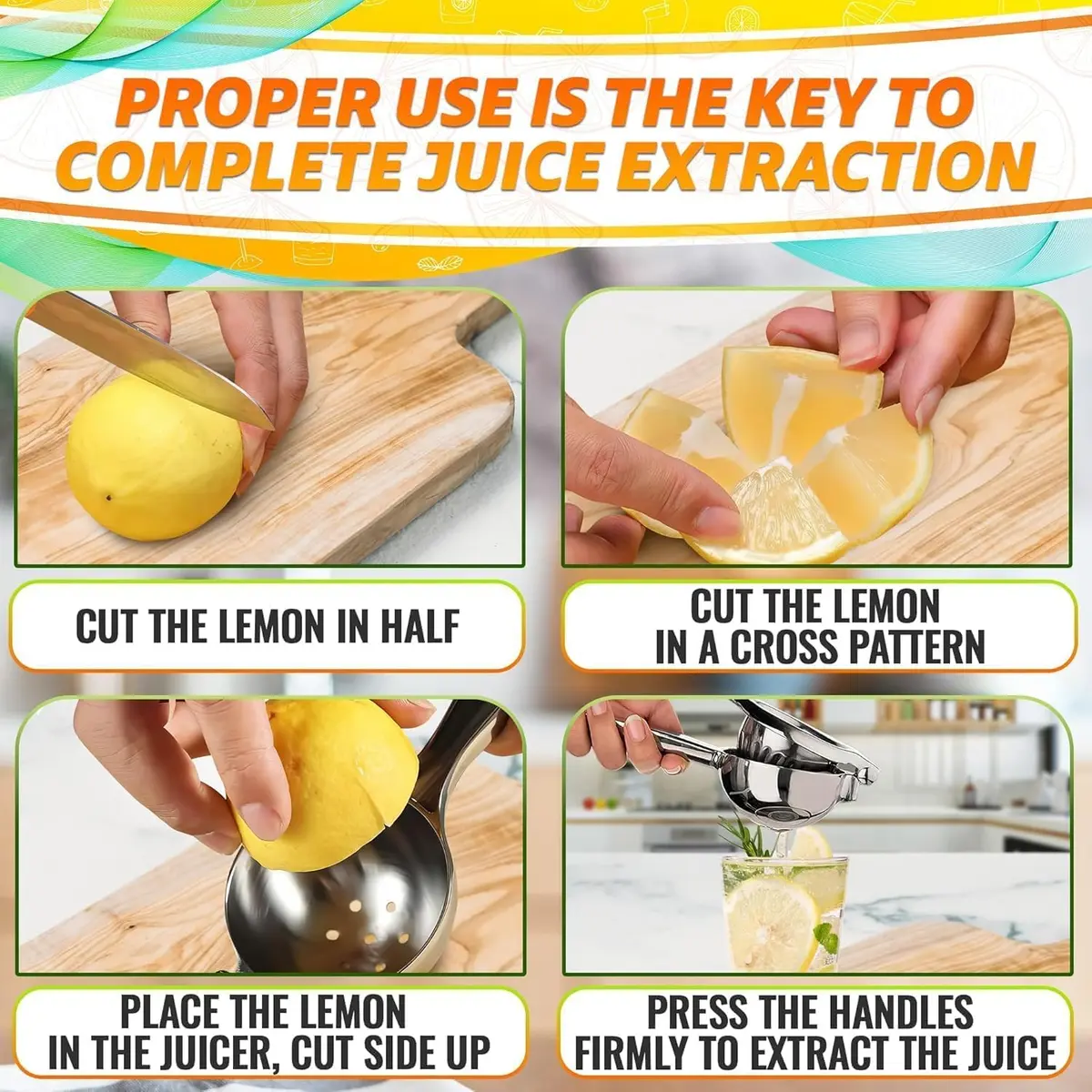 LEGLO Stainless Steel Lemon Squeezer 21cm (8.3 Inch) | Ergonomic Hand Juicer for Citrus, Limes & Oranges - view 6