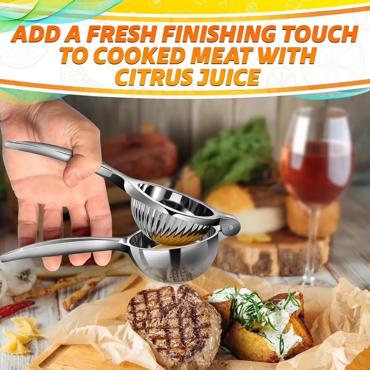 LEGLO Stainless Steel Lemon Squeezer 21cm (8.3 Inch) | Ergonomic Hand Juicer for Citrus, Limes & Oranges - view 2