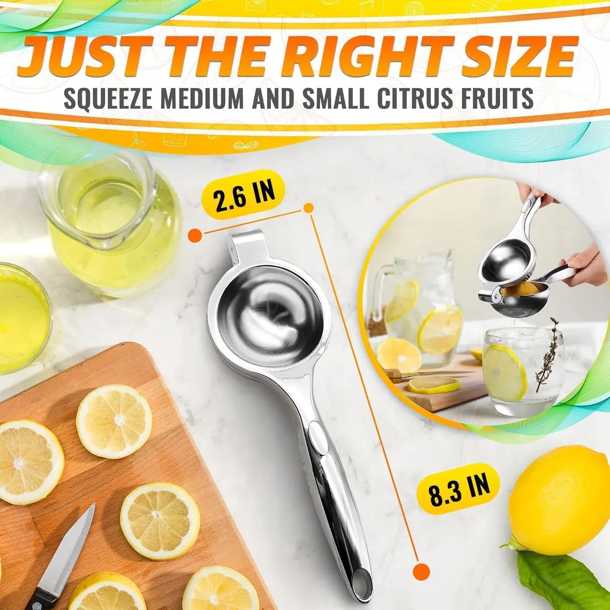 LEGLO Stainless Steel Lemon Squeezer 21cm (8.3 Inch) | Ergonomic Hand Juicer for Citrus, Limes & Oranges - view 3