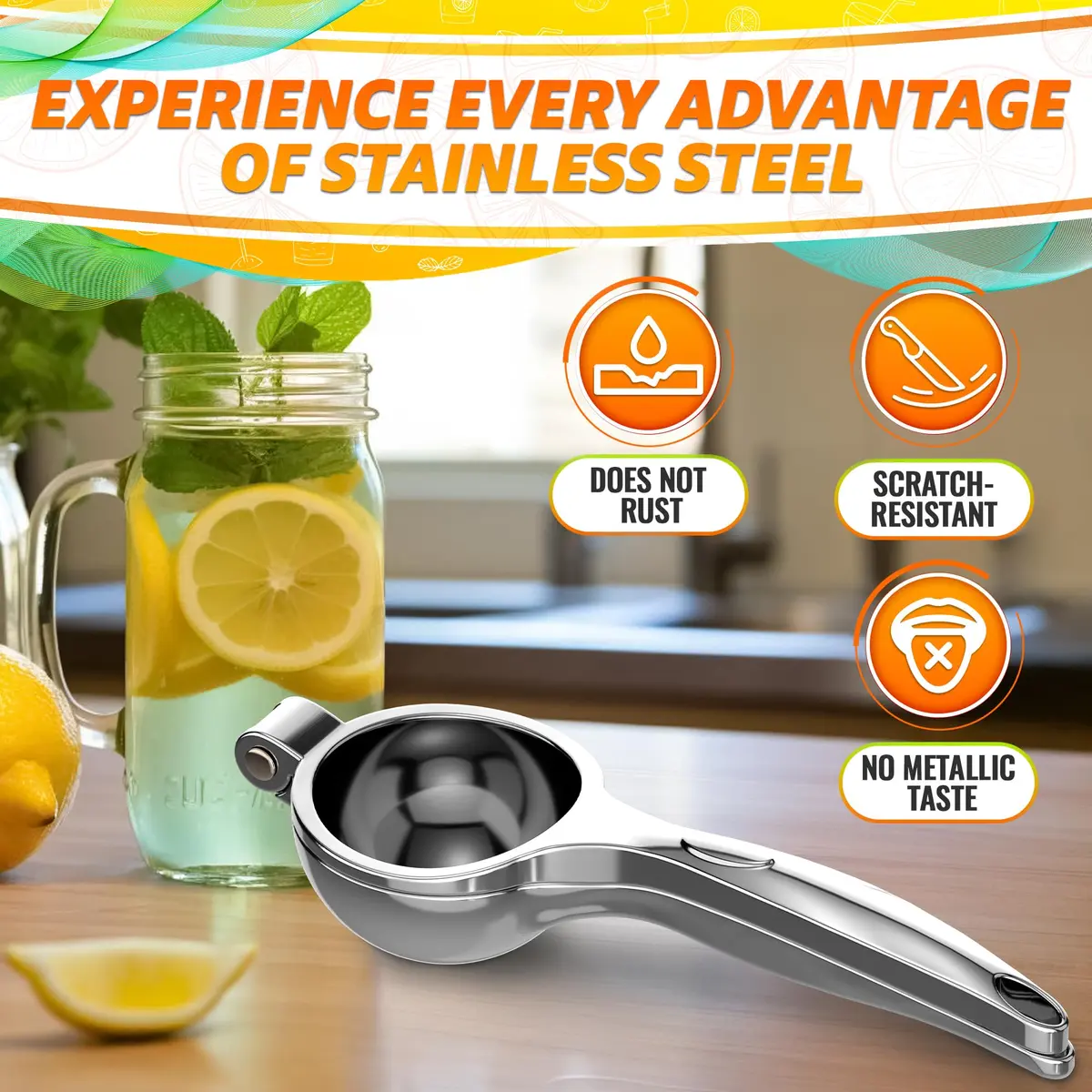 LEGLO Stainless Steel Lemon Squeezer 21cm (8.3 Inch) | Ergonomic Hand Juicer for Citrus, Limes & Oranges - view 4