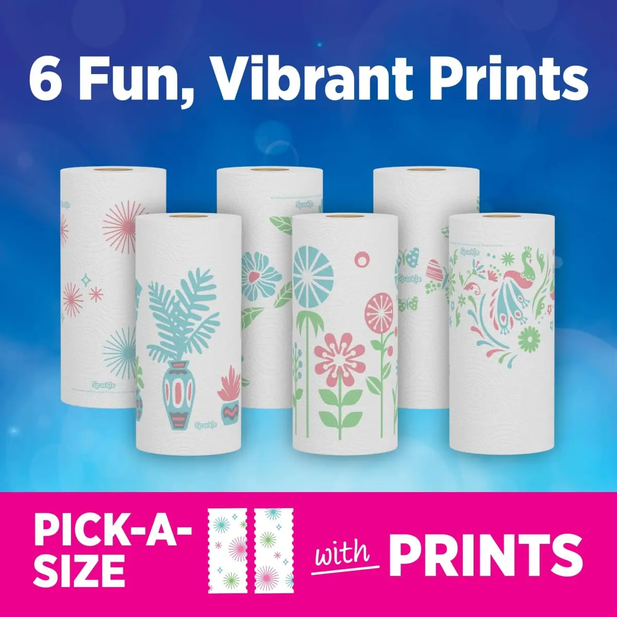 Sparkle Pick-A-Size Paper Towels, Spirited Prints, 2 Double Rolls (220 Sheets Total) | SFI Certified Sourcing - view 4