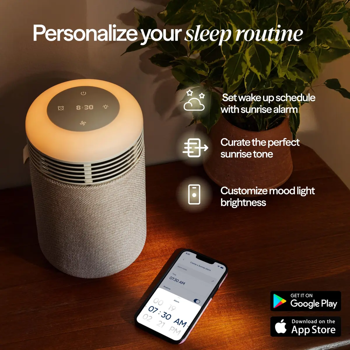BLUEAIR Mini Restful Beige | 140 sq ft HEPA Air Purifier with Sunrise Alarm & Nightlight - view 7