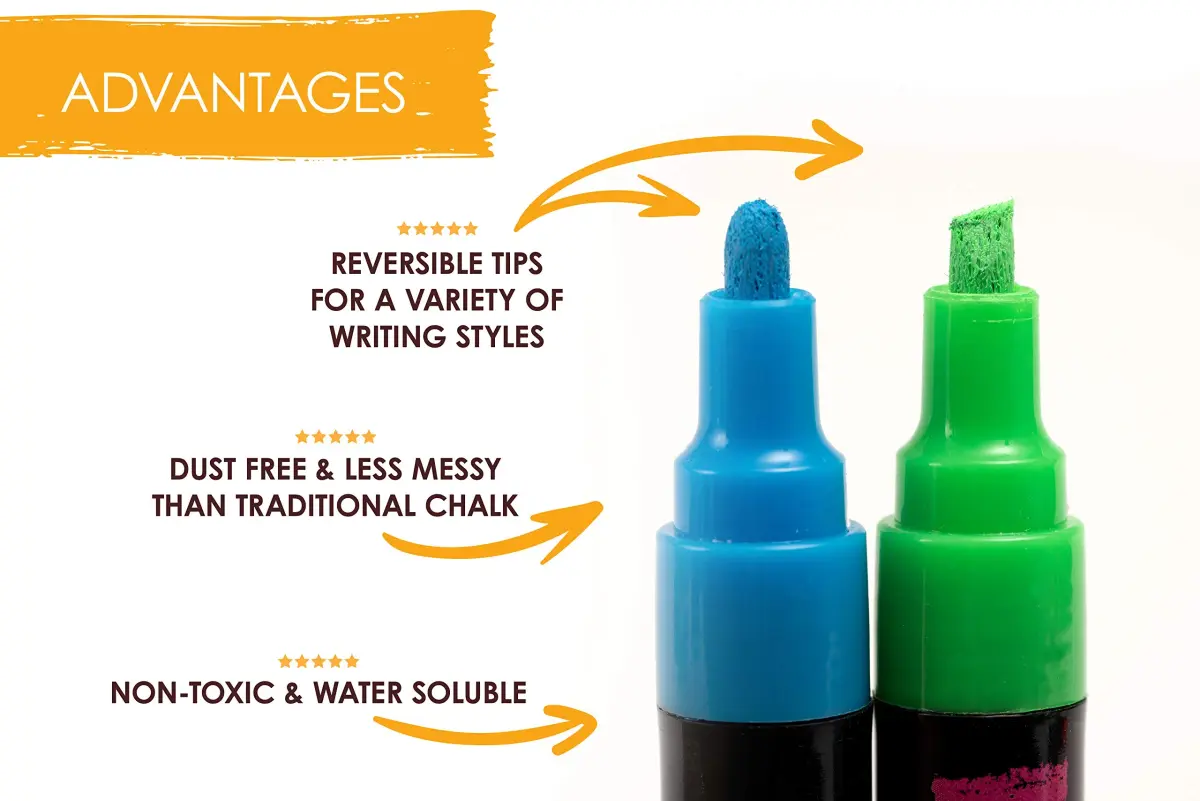 Bandle B. White Chalk Markers - 8 Pack, 6mm Reversible Tips | Non-Toxic, Erasable for Glass & Boards - view 4