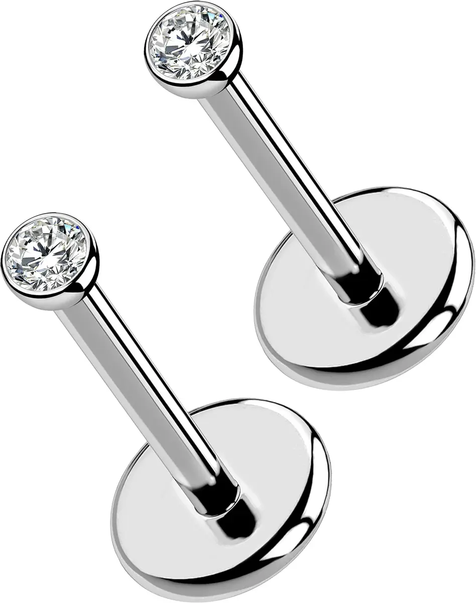 OUFER 20G Silver Titanium Labret Stud 5mm Post | G23 Implant Grade for Sensitive Skin - main product image