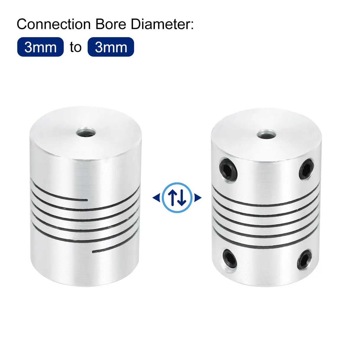 uxcell 3mm to 3mm Aluminum Alloy Shaft Coupling L25xD19mm Flexible Beam Coupler (2-Pack) - view 4