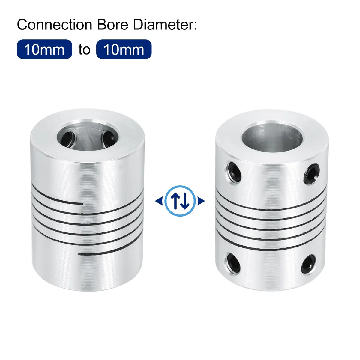 uxcell 2Pcs 10mm to 10mm Aluminum Alloy Shaft Coupling L25xD19 Flexible Coupler Beam with Hex Wrench | Precision Alignment for 3D Printers & CNC - view 4