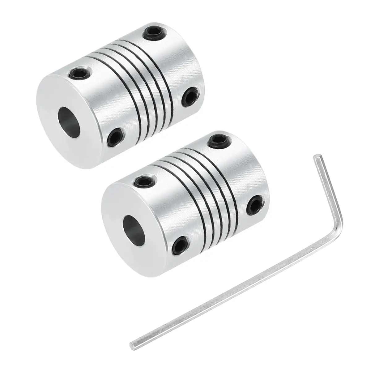 uxcell 2Pcs 6.35mm to 6.35mm Aluminum Alloy Shaft Coupling 25mm | Flexible, Durable, for 3D Printer & CNC - main product image