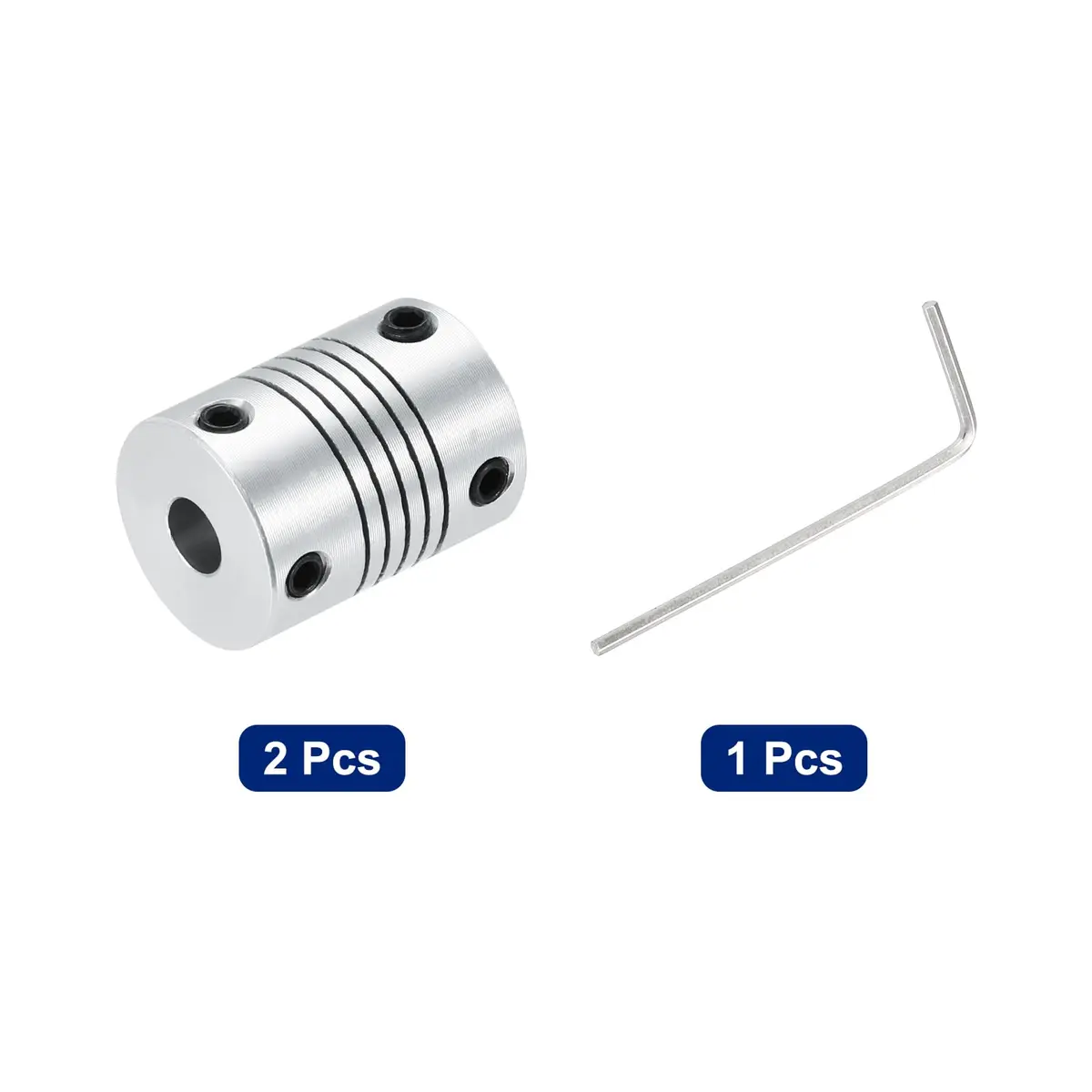 uxcell 2Pcs 6.35mm to 6.35mm Aluminum Alloy Shaft Coupling 25mm | Flexible, Durable, for 3D Printer & CNC - view 3