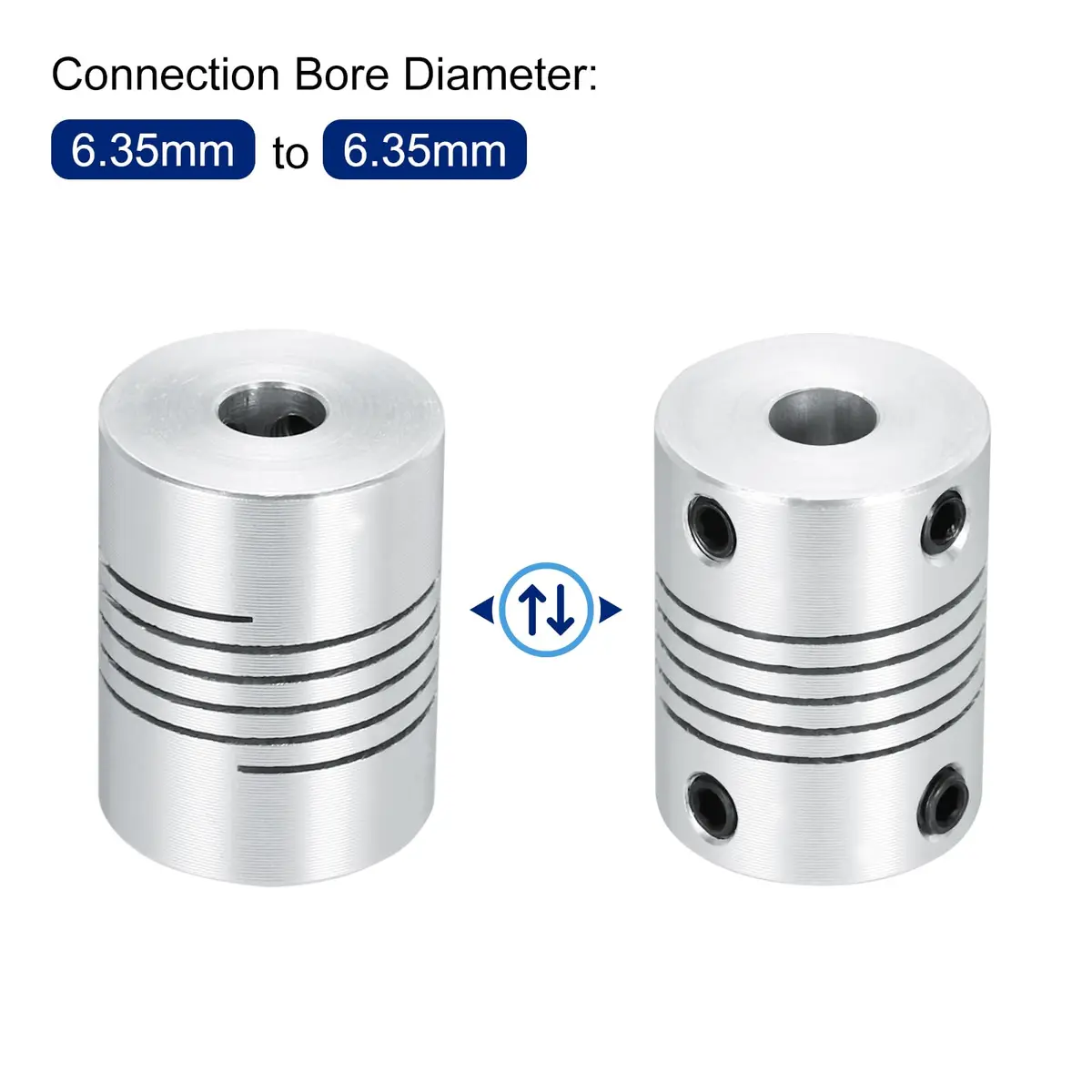 uxcell 2Pcs 6.35mm to 6.35mm Aluminum Alloy Shaft Coupling 25mm | Flexible, Durable, for 3D Printer & CNC - view 4