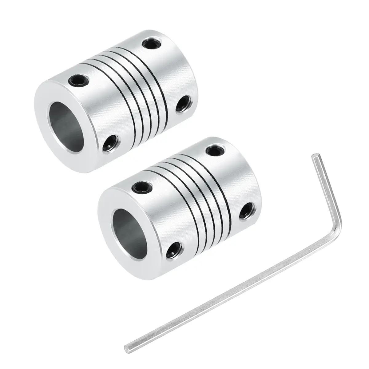 uxcell Flexible Shaft Coupling 6mm to 10mm | Aluminum Alloy, 25mm Length, Silver, for 3D Printer & CNC (70-120c) - main product image