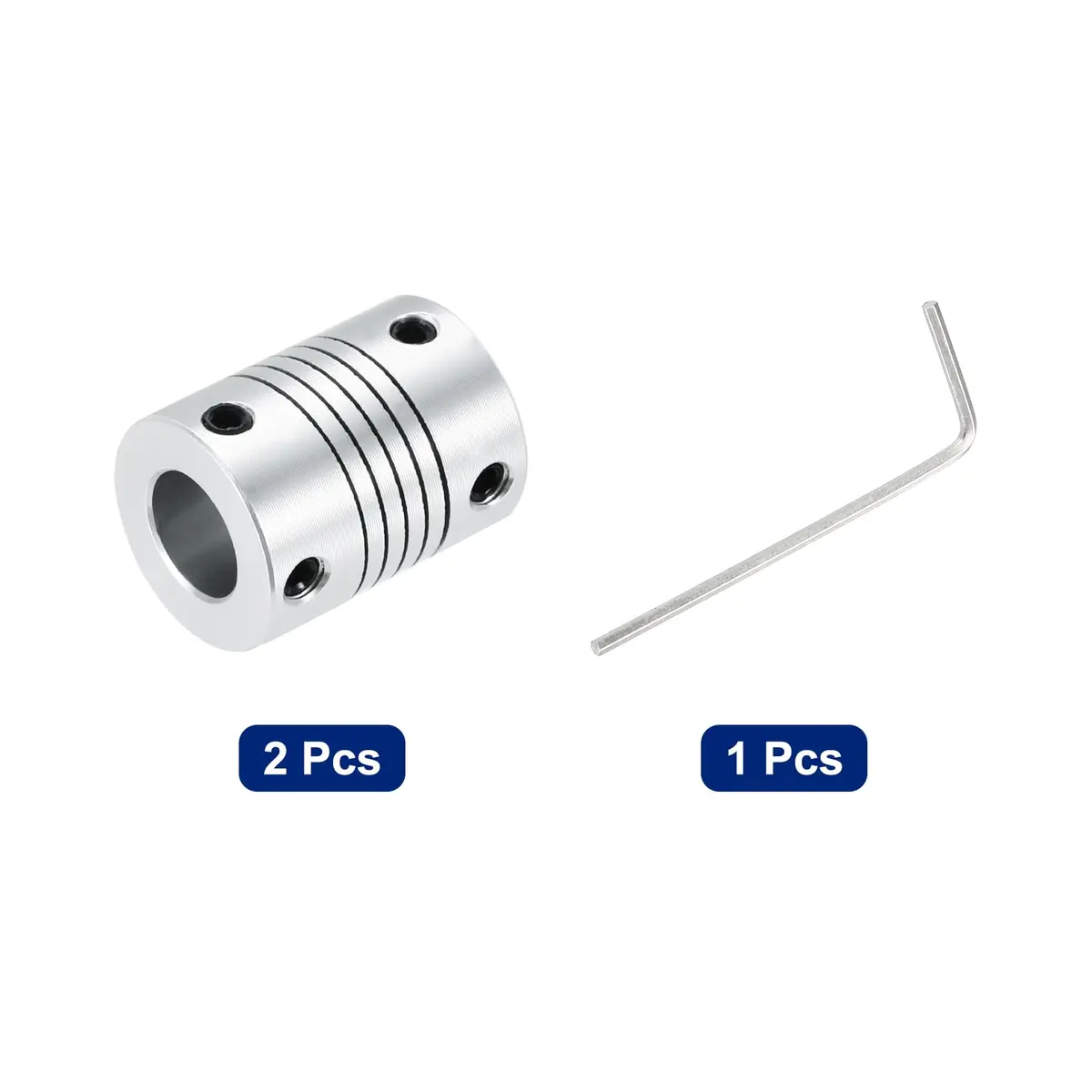 uxcell Flexible Shaft Coupling 6mm to 10mm | Aluminum Alloy, 25mm Length, Silver, for 3D Printer & CNC (70-120c) - view 3