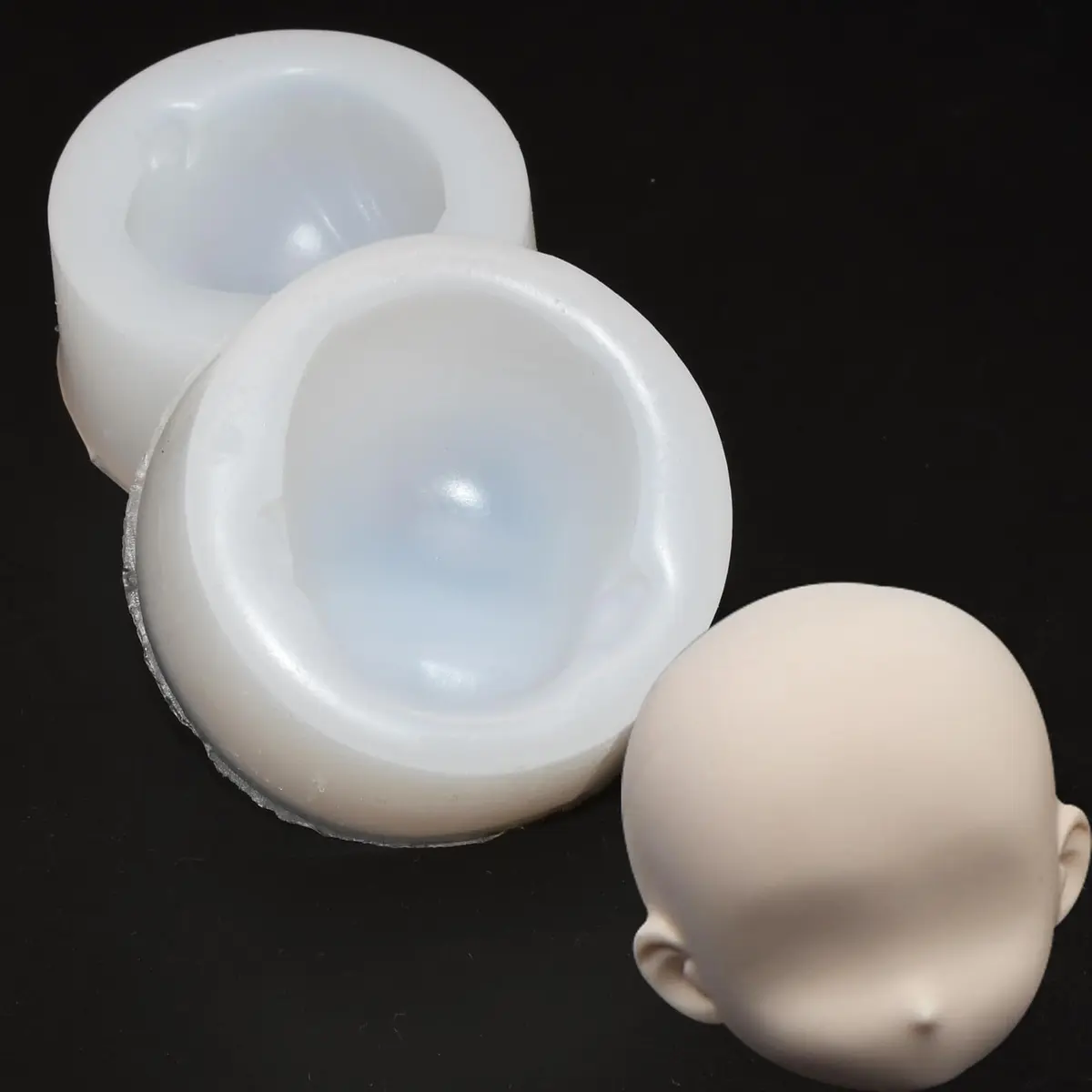 Chistepper 2 Pcs Doll Face Silicone Clay Mold 3D Doll Head Clay Mold 4.3in x 1in | Reusable Polymer Clay Tool - view 5