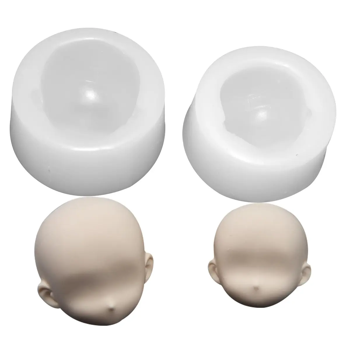 Chistepper 2 Pcs Doll Face Silicone Clay Mold 3D Doll Head Clay Mold 4.3in x 1in | Reusable Polymer Clay Tool - view 7
