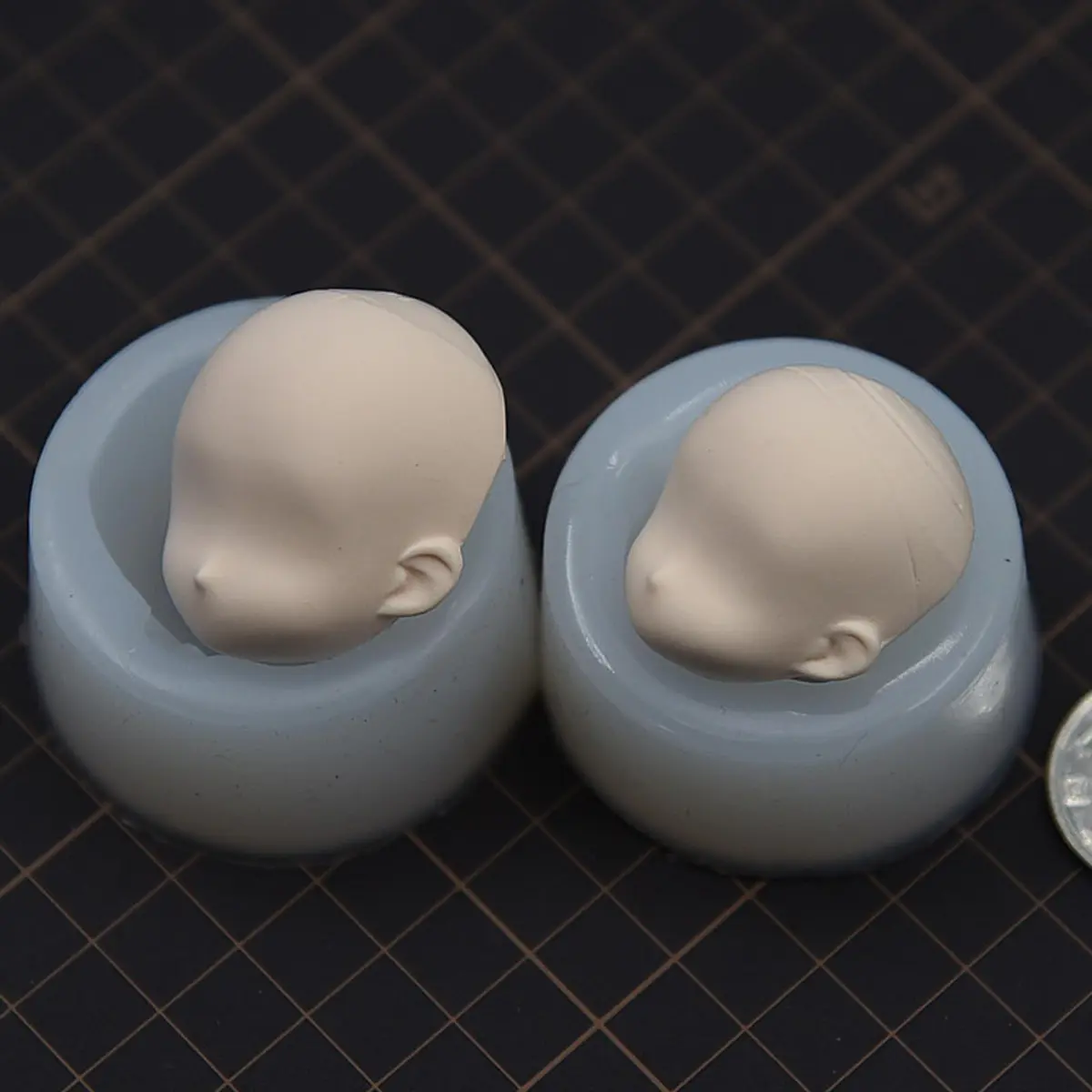 Chistepper 2 Pcs Doll Face Silicone Clay Mold 3D Doll Head Clay Mold 4.3in x 1in | Reusable Polymer Clay Tool - view 3