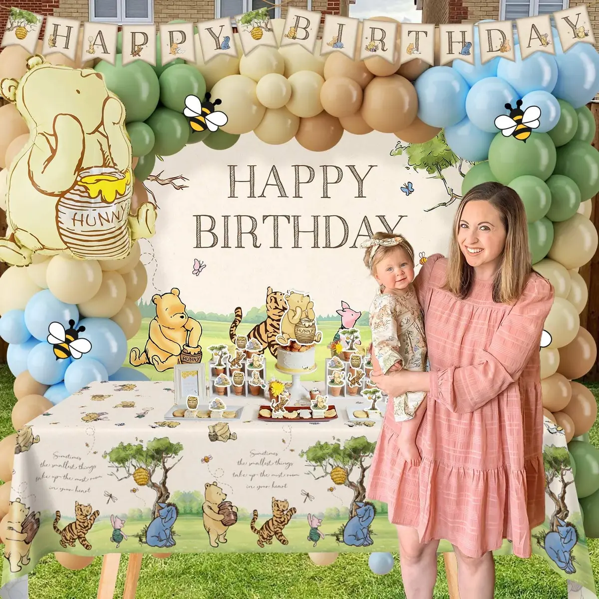 Heboland Vintage Winnie Bear Birthday Decorations Party Pack 149pcs | Classic Hundred Acre Wood Theme - view 2