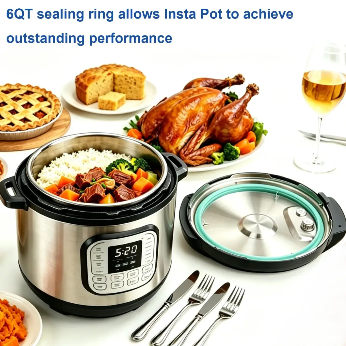 Fuator 8Qt Silicone Sealing Ring & Float Valve Caps Set | For Instant Pot Duo Series, 2-Pack - view 3