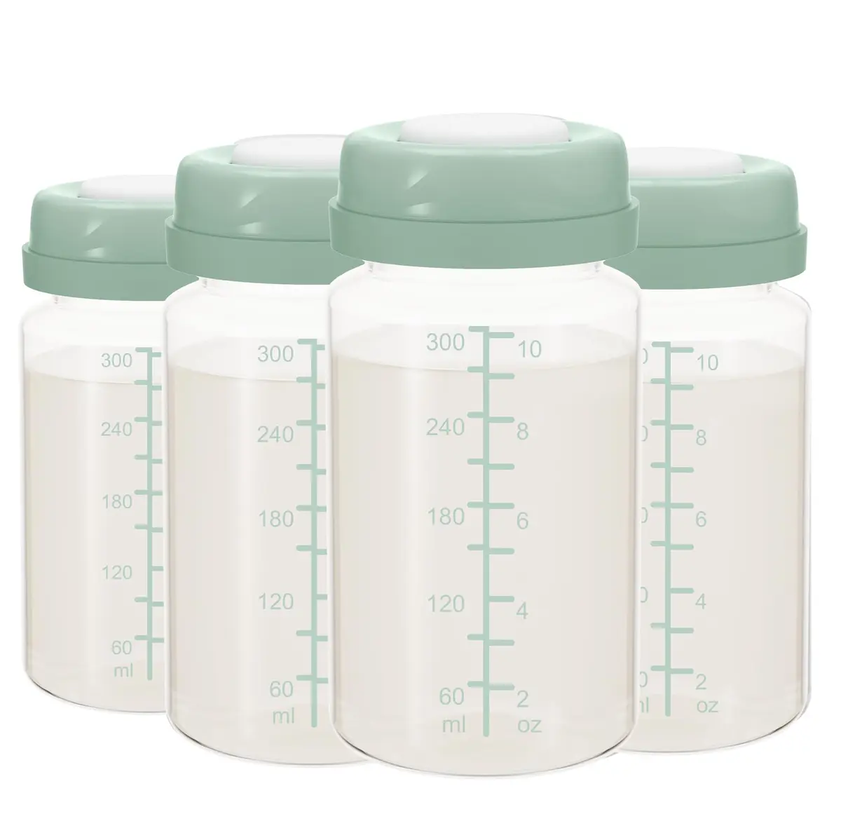 TOVVILD 10oz Breastmilk Storage Bottles (4 Pack) | Compatible with Spectra Pumps & Momcozy Coolers - main product image