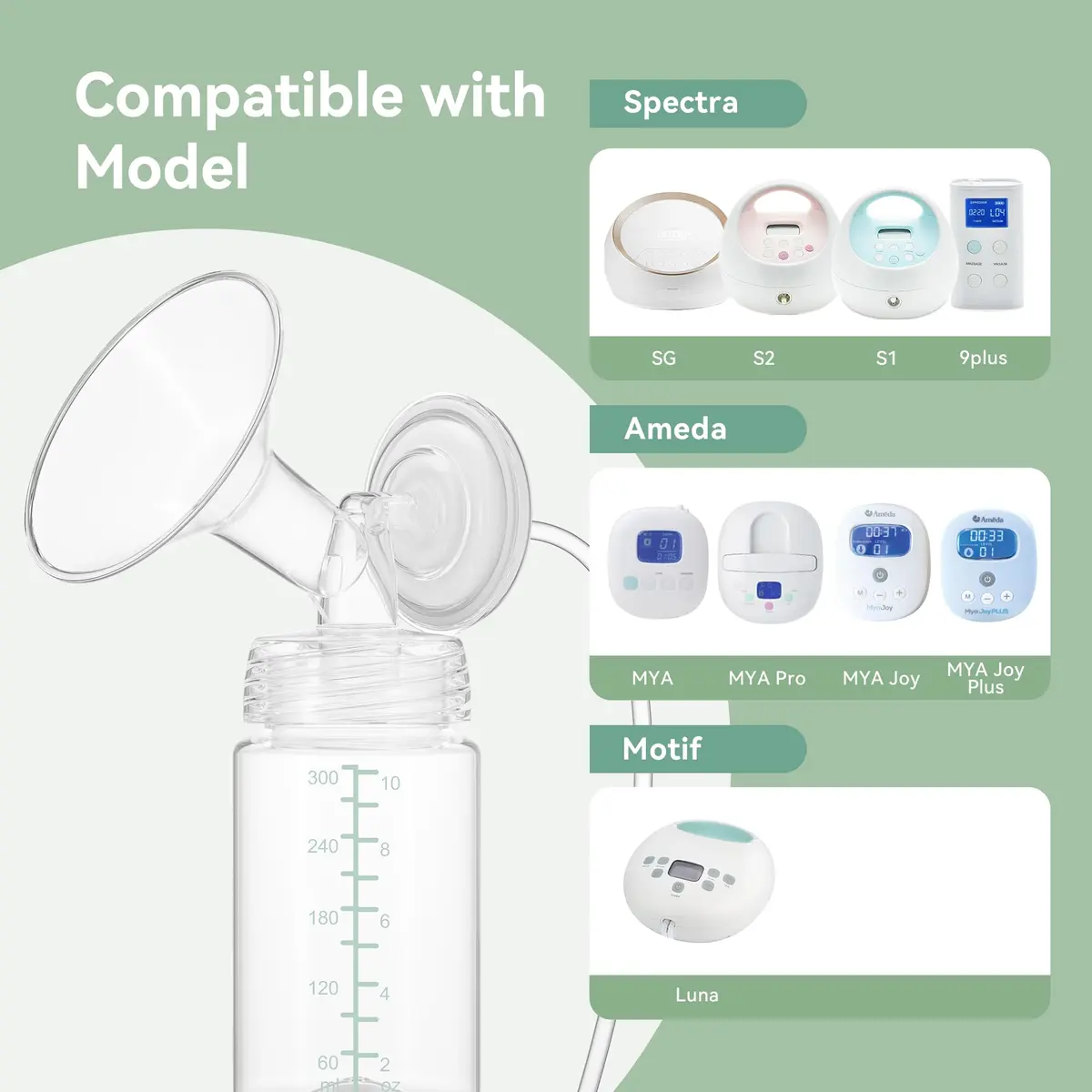 TOVVILD 10oz Breastmilk Storage Bottles (4 Pack) | Compatible with Spectra Pumps & Momcozy Coolers - view 8