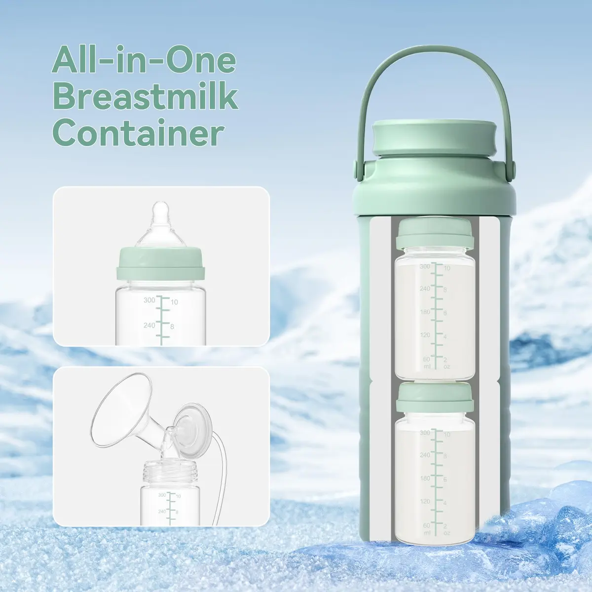 TOVVILD 10oz (295ml) Breastmilk Storage Bottles, 6-Pack | Compatible with Spectra & Momcozy Pumps - view 3