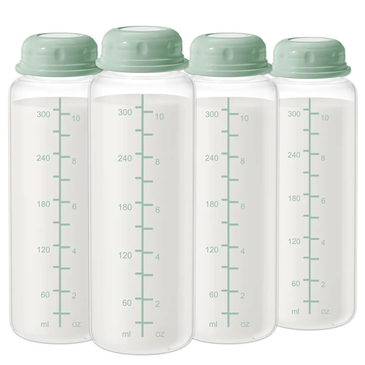 TOVVILD 11oz Breastmilk Storage Bottles (325ml) - 4 Pack | BPA-Free & Leakproof for Momcozy Coolers - main product image