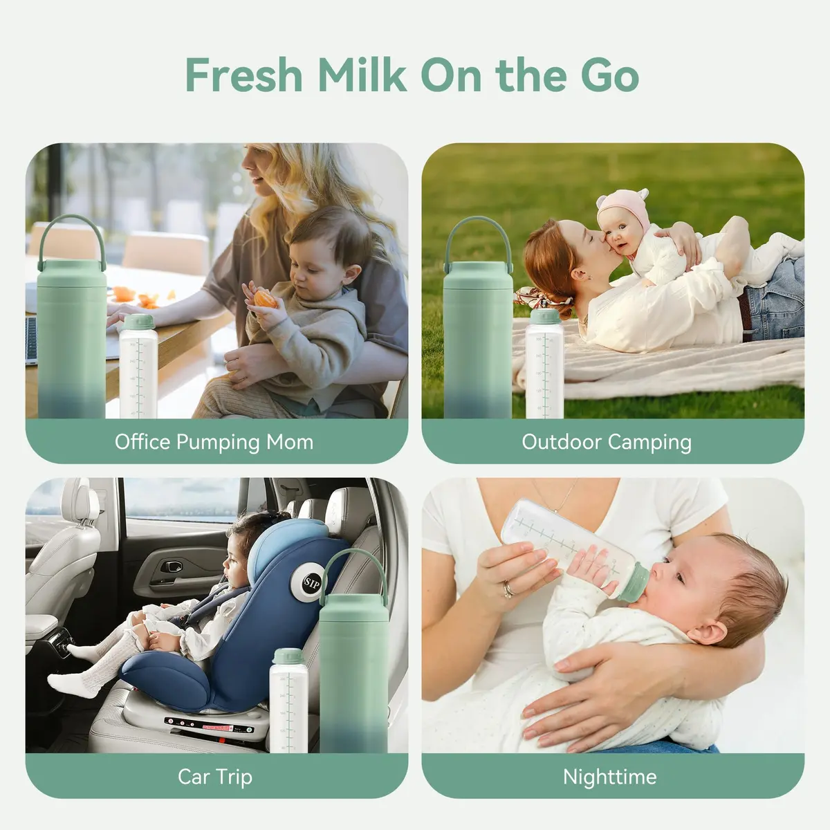 TOVVILD 11oz Breastmilk Storage Bottles (325ml) - 4 Pack | BPA-Free & Leakproof for Momcozy Coolers - view 6