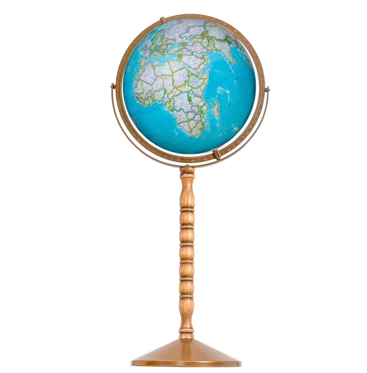Replogle Treasury 12" Diameter Blue Illuminated Globe | USA Cartography, Convertible to Desktop, Sturdy Metal & Hand Turned Hardwood Stand - main product image