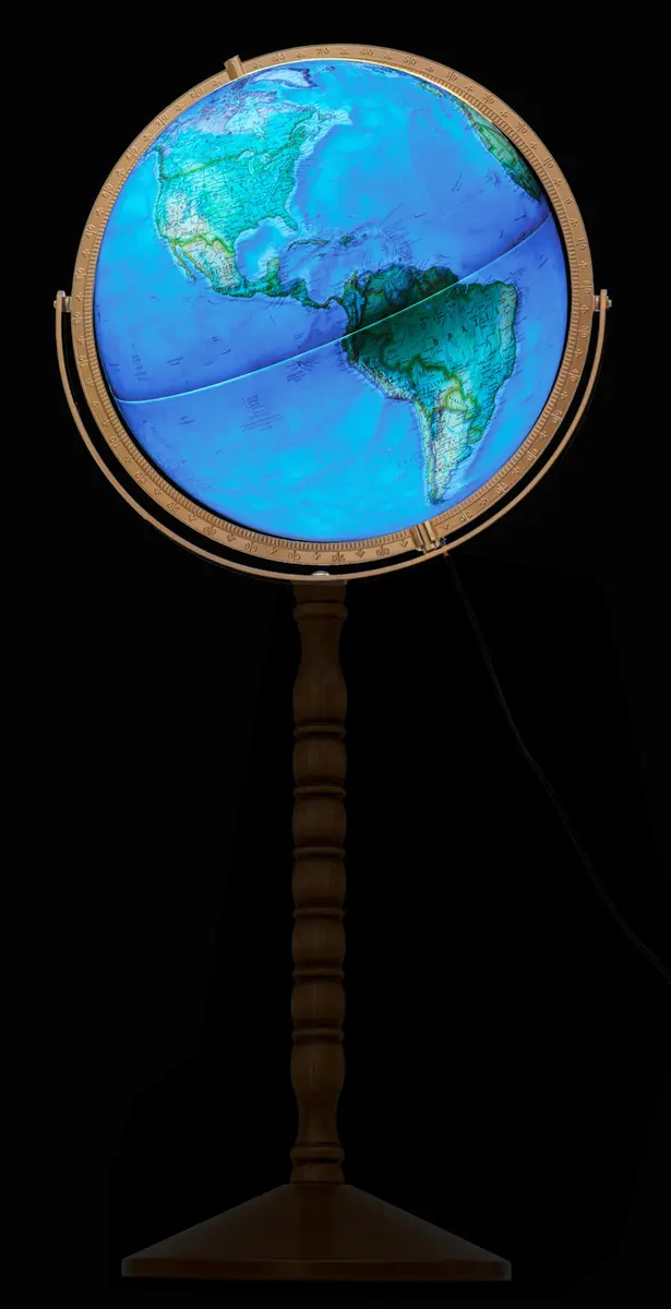 Replogle Treasury 12" Diameter Blue Illuminated Globe | USA Cartography, Convertible to Desktop, Sturdy Metal & Hand Turned Hardwood Stand - view 2