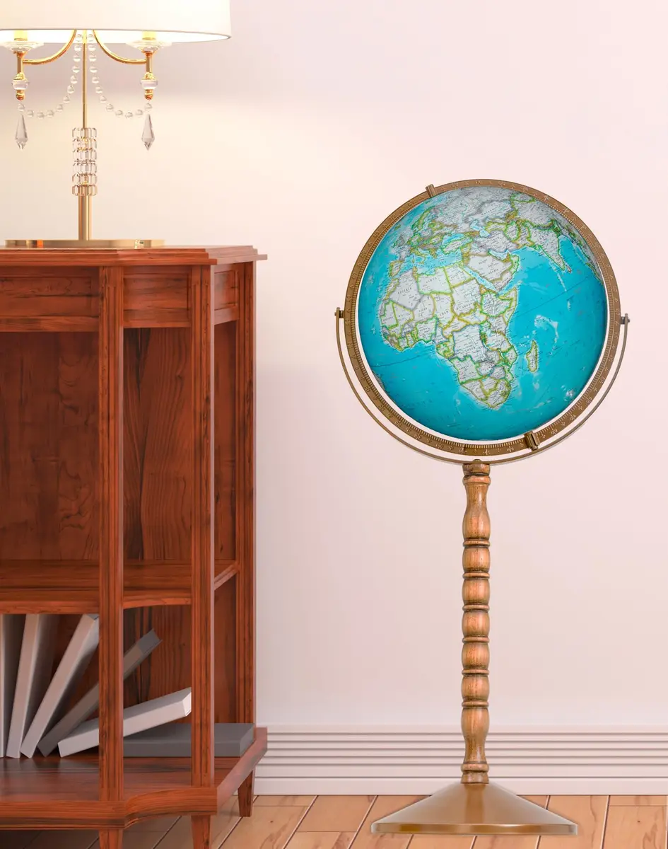 Replogle Treasury 12" Diameter Blue Illuminated Globe | USA Cartography, Convertible to Desktop, Sturdy Metal & Hand Turned Hardwood Stand - view 3
