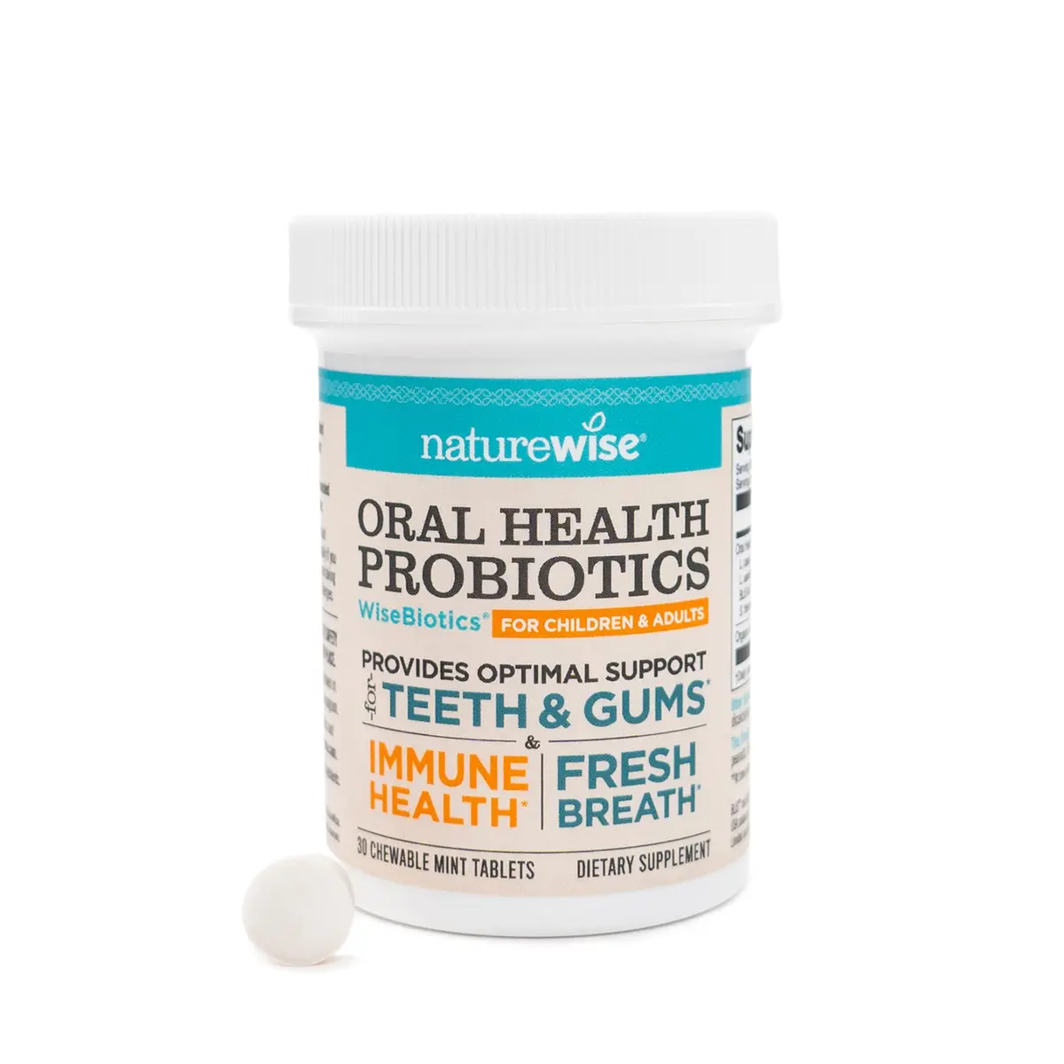 NatureWise Oral Probiotics BLIS K12 & M18, 30 Mint Tablets | Fresh Breath & Dental Support - main product image