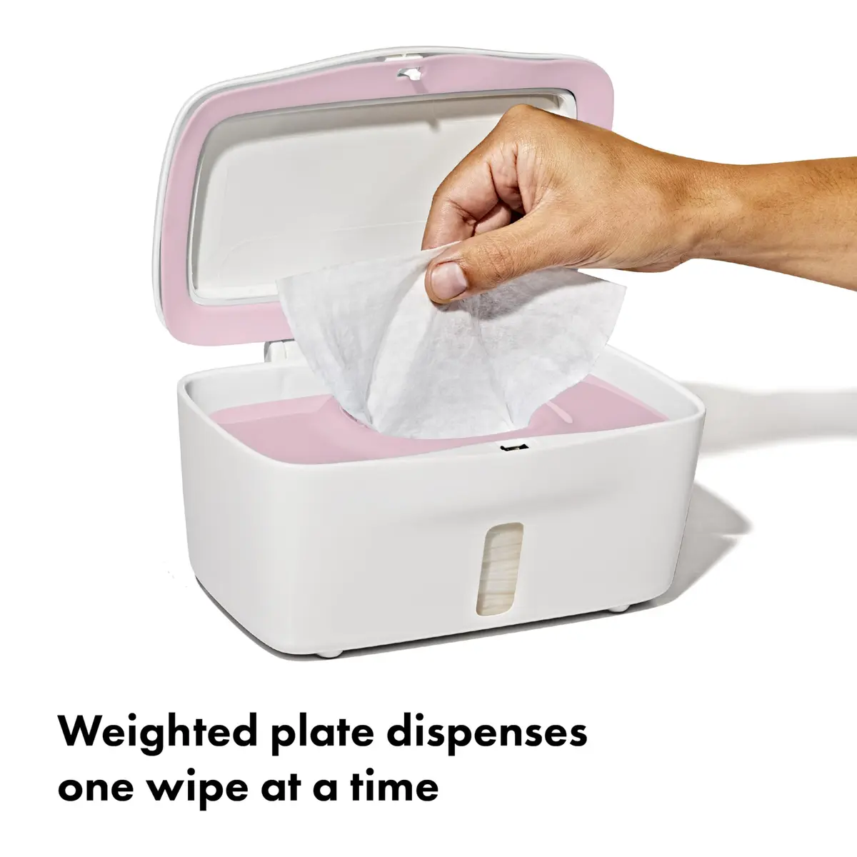 OXO Tot Perfect Pull Baby Wipes Dispenser, Blossom | Refillable Wipe Holder for Easy One-Hand Use - view 2