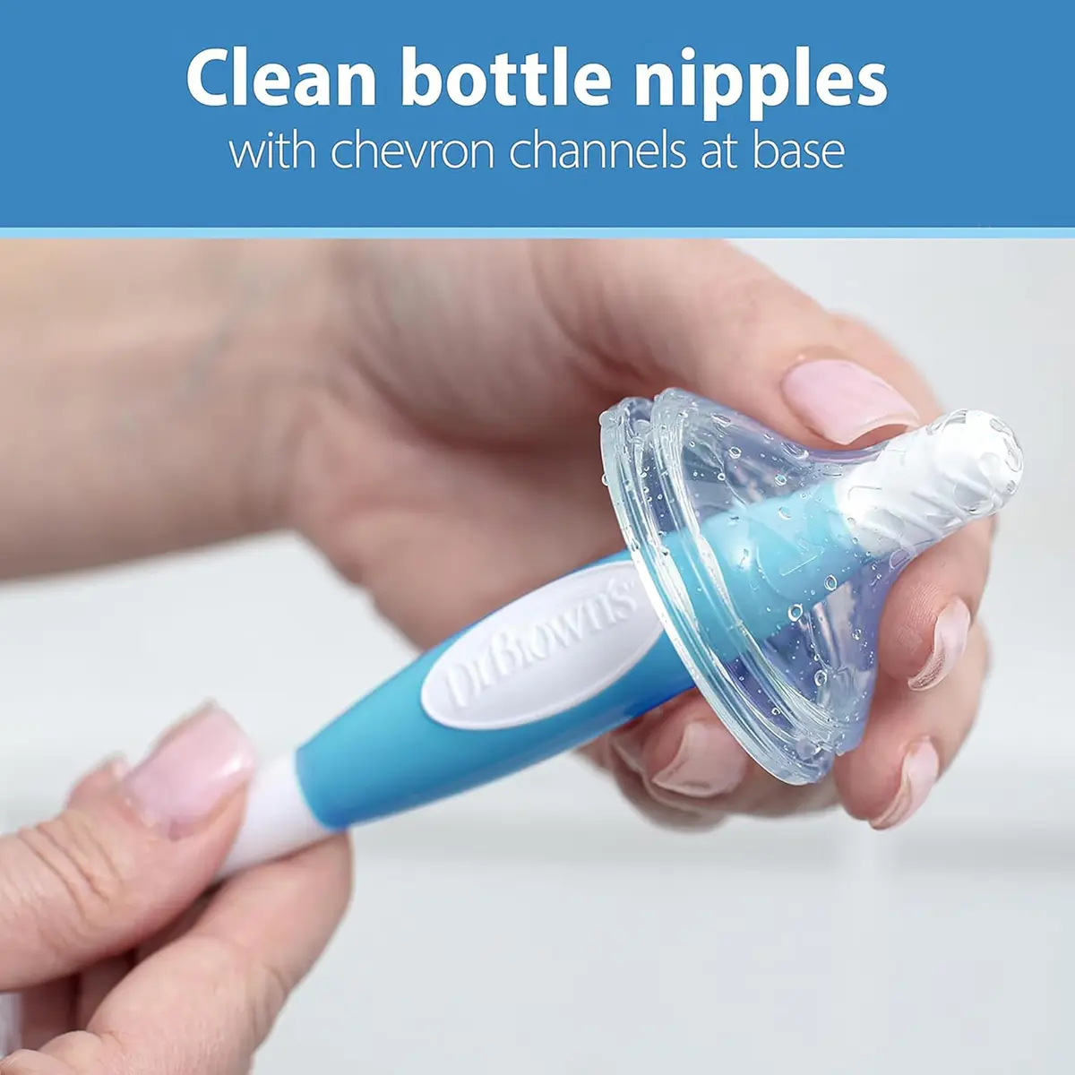 Dr. Brown's Silicone Cleaning Brush Set with Bottle, Spout, and Straw Brush, 3-Pack + Baby Bottle Sponge Brush, Blue, 3-Pack | Safe Silicone & Easy to Clean - view 6