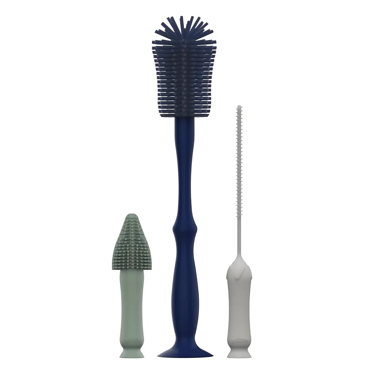Dr. Brown's Silicone Cleaning Brush Set with Bottle, Spout, and Straw Brush, 3-Pack + Baby Bottle Sponge Brush, Blue, 3-Pack | Safe Silicone & Easy to Clean - view 2
