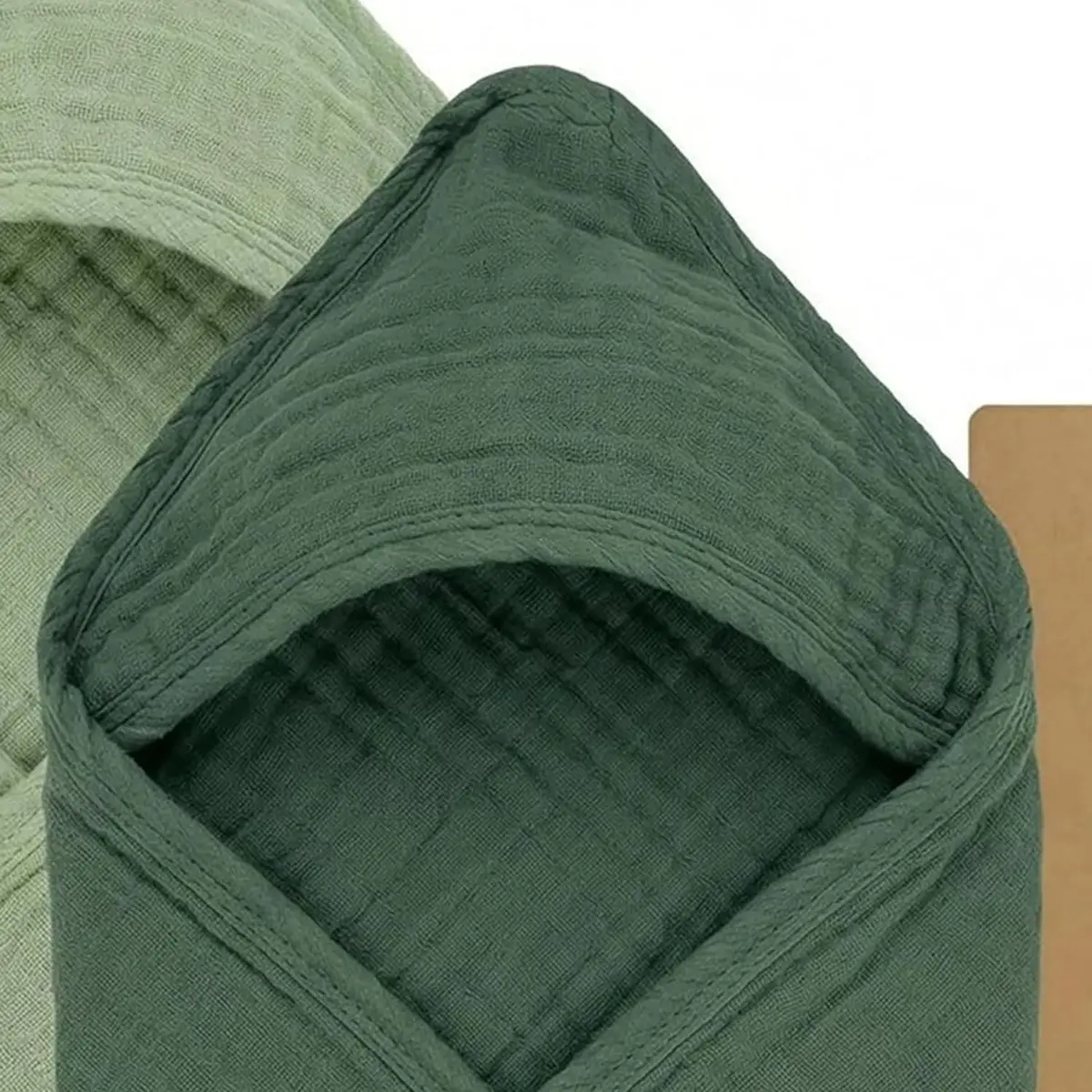 Mère & Moi 2X Muslin Hooded Baby Bath Towels - 30 in Cotton - Green | Ultra Soft & Absorbent for Newborns & Toddlers - view 8