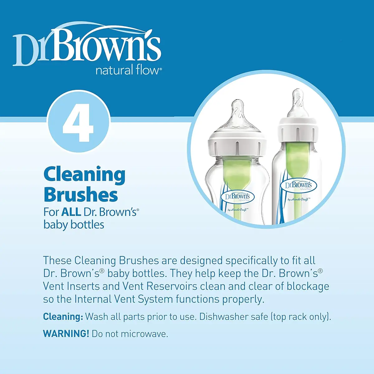 Dr. Brown's Silicone Cleaning Brush Set with Bottle, Spout & Straw | BPA-Free, Dishwasher Safe - view 7